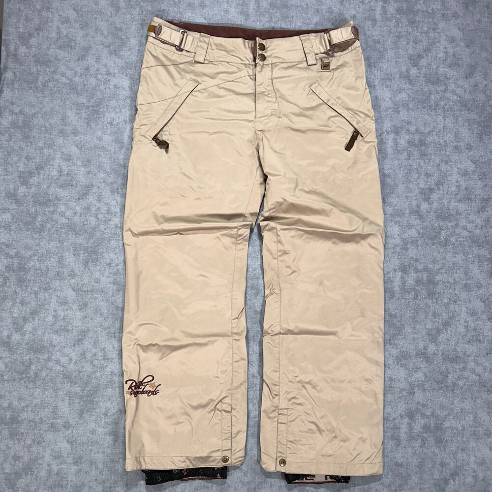 Vintage RIDE Snowboards Snowboard Pants Y2K 5K Teflon Beige Brown Womens L